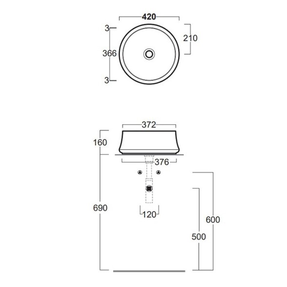 Раковина SIMAS SHARP накладная без отверстий цвет белый SH02