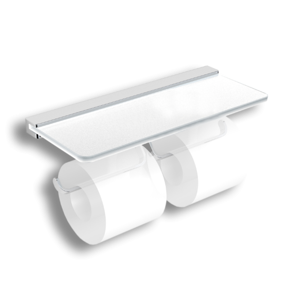 Бумагодержатель LANGBERGER MELVIN 32042B двойной подвесной с полкой цвет хром