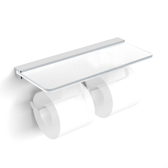 Бумагодержатель LANGBERGER MELVIN 32042B двойной подвесной с полкой цвет хром