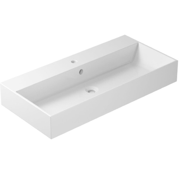 Раковина GALASSIA PLUS DESIGN 6100 накладная или подвесная с одним отверстием с переливом цвет белый глянцевый