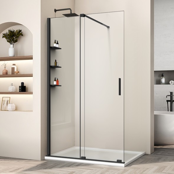 Vincea Душевая перегородка Волк-Ин (Walk-In) VSW-1WSL120CLB, 1200*2000, черный матовый, стекло прозрачное