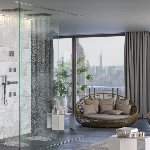 Верхний душ Bossini Dream Flat H38391.030 570x470 мм потолочный Easy Clean цвет хром