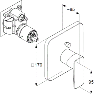 Смеситель KLUDI PURE&amp;STYLE 406570575 для ванны и душа встраиваемый внешняя часть с переключателем воды