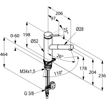 Смеситель KLUDI TANGENTA 44991F875 для кухни с выдвижным изливом