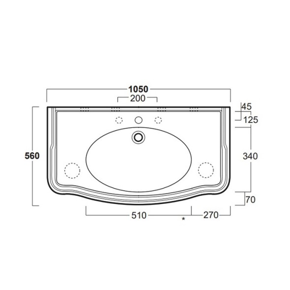 Раковина SIMAS ARCADE подвесная на тумбу на ноги на кронштейны с одним отверстием со спинкой цвет белый AR874