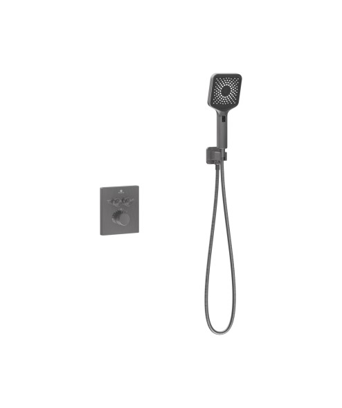 Vincea Душевой комплект Инспаер (Inspire) VSFW-3I21MT4GM встраиваемый, термостат, двухрежимный, вороненая сталь