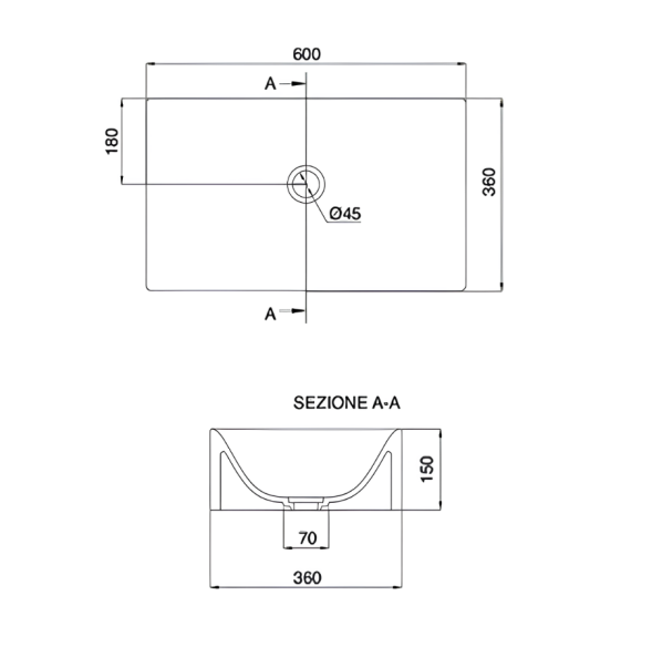 Раковина Scarabeo SKINNY накладная без перелива без отверстий цвет белый 5414