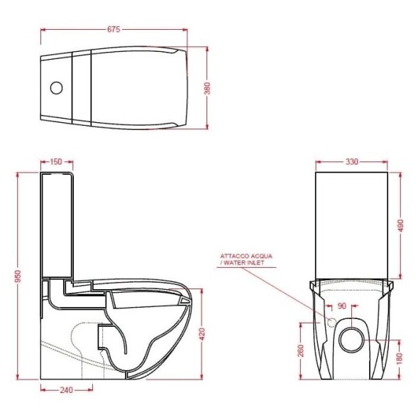 Бачок Artceram Hi Line для моноблока цвет белый HIC001 01 00