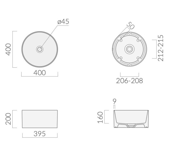 Раковина GALASSIA CORE 7306 OC  накладная без перелива охра