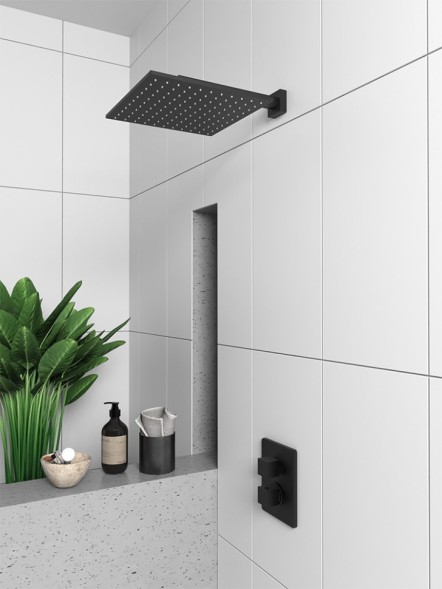 Paini 84PZ690TH Смеситель для душа Дакс-Р с термостатом, встраиваемый, брашированный чёрный