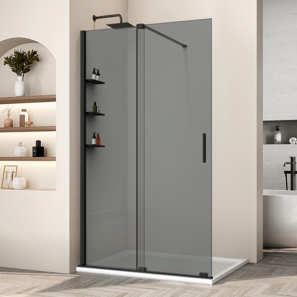 Vincea Душевая перегородка Волк-Ин (Walk-In) VSW-1WSL120CGB, 1200*2000, черный матовый, стекло тонированное