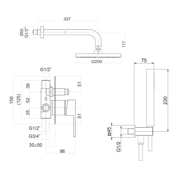 Душевая система встраиваемая Webert Pegaso PE890103740, белый