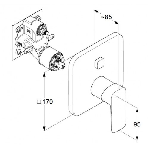 Смеситель KLUDI PURE&amp;STYLE 406590575 для ванны и душа встраиваемый внешняя часть с автоматическим переключателем воды PUSH&amp;SWITCH