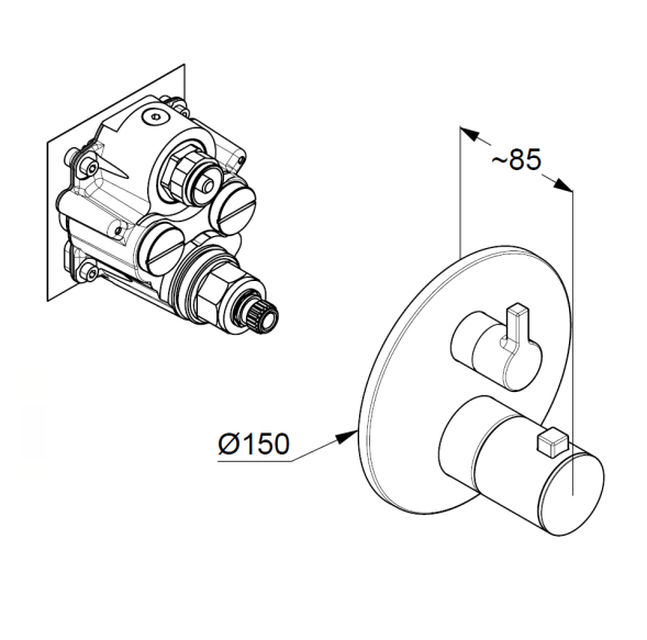 Термостат KLUDI NOVA FONTE 20885N515 для душа встраиваемый на 1 потребителя внешняя часть