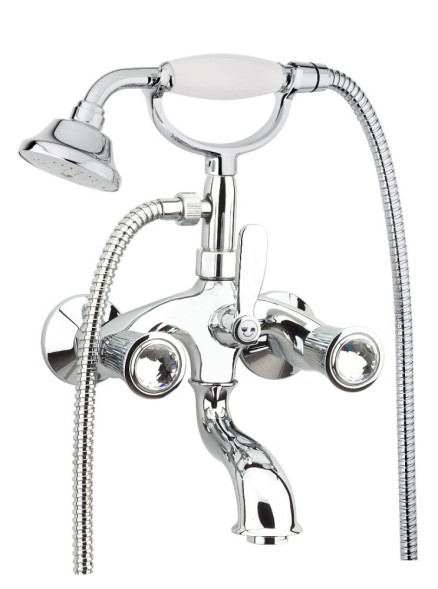 Fiore Venere Sky, двухвентильный смеситель для ванны с набором для душа, цвет золото - Swarovski