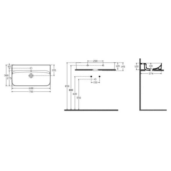 Раковина, ISVEA, SistemaU накладной отверстия для смесителя-1, с переливом, без креплений, цвет-белый 10PL53070