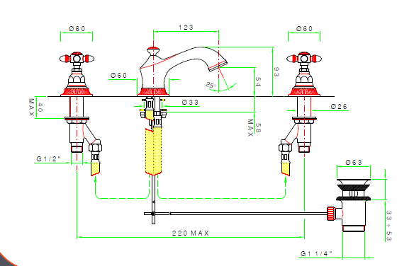 Nicolazzi Смеситель для раковины Impero 1208 BZ 36 цвет бронза