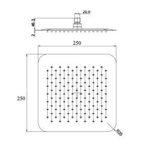 Paini 50CR759UPQ25E Верхний душ квадратный 250х250 мм, ультратонкий, хром