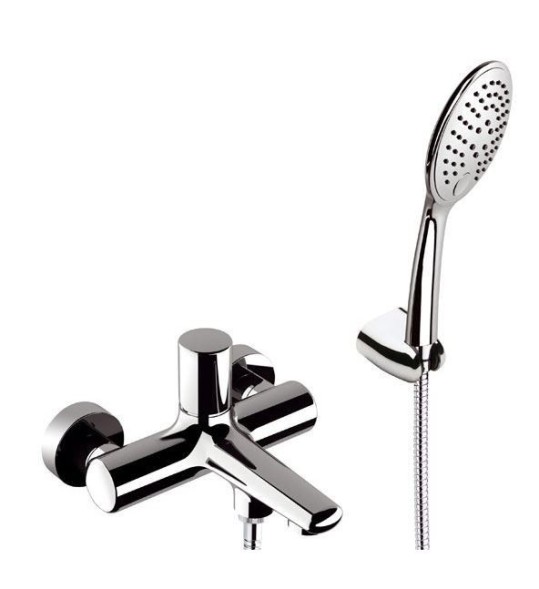 Daniel Fusion, однорычажный смеситель для ванны (излив 18,3 см), c набором для душа, цвет глянцевый черный хром