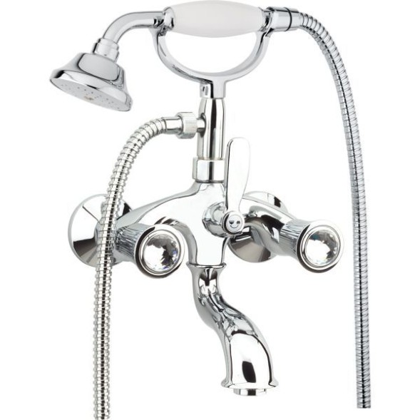 Fiore Venere Sky, двухвентильный смеситель для ванны с набором для душа, цвет хром - Swarovski