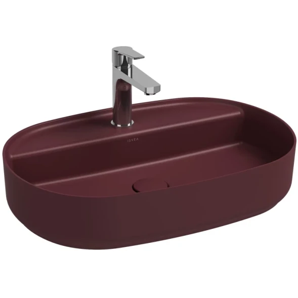 Раковина накладная ISVEA Infinity 60 овальная 60см цвет бордовый матовый 10NF65060-2R