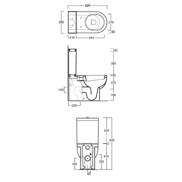 Бачок SIMAS E-Line на чашу унитаза моноблок цвет белый EL09
