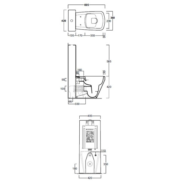 Бачок SIMAS напольный моноблок цвет черный CT09/D20.NE