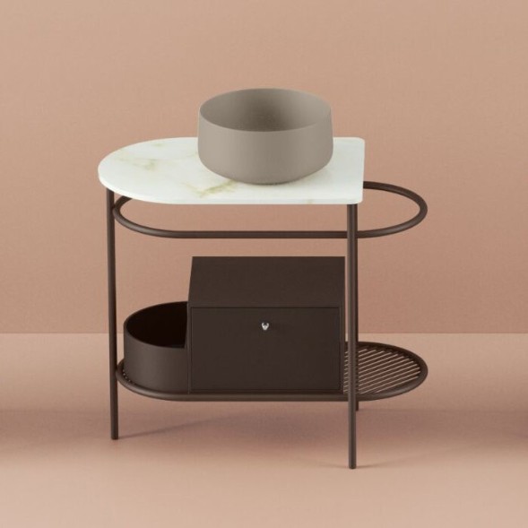 Консоль Artceram Flair 3.0 металлическая для настольных раковин цвет moka ACA067 56