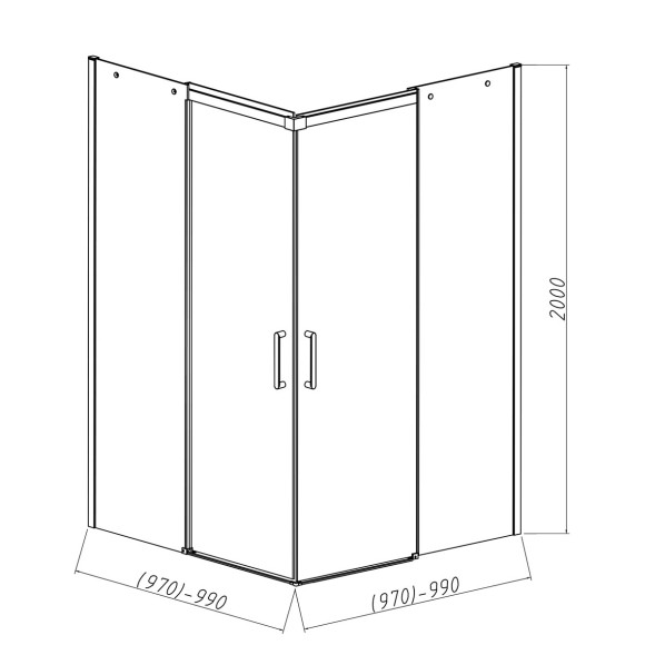 Vincea Душевой уголок Дайс (Dice) VSS-4D100CLB, 1000*1000, черный, стекло прозрачное