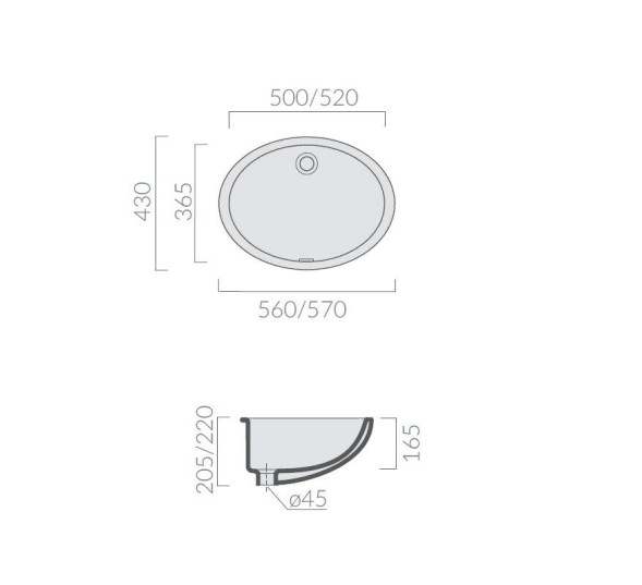 Раковина GALASSIA Denise 6002 встраиваемая снизу, белая