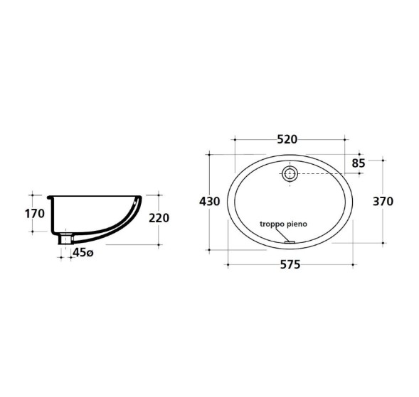 Раковина GALASSIA Denise 6002 встраиваемая снизу, белая