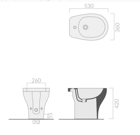 Биде GALASSIA EDEN 7253 напольное с одним отверстием с крепежом цвет белый глянцевый