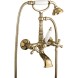 Emmevi Deco Old, двухвентильный смеситель для ванны (излив 14 см), с набором для душа (лейка и дивертер с белой ручкой), цвет бронза 12611/BR
