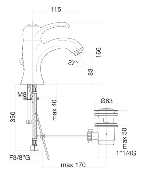 Смеситель для раковины Webert Aurora AU830102017. хром/золото