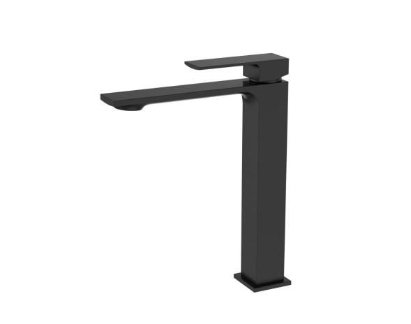 AQG Bold, высокий однорычажный смеситель для раковины (излив 16 см), без донного клапана, цвет черный матовый