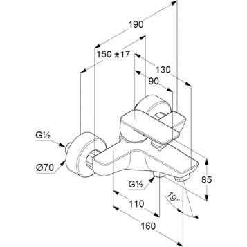 Смеситель KLUDI PURE&amp;STYLE 406810575 для ванны с изливом с подключением шланга