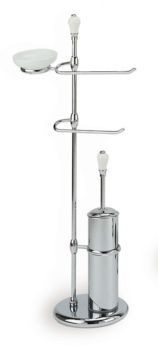 Stil Haus Nemi, стойка: мыльн. + полотенцедер. + бумагодер. + ёрш метал., цвет хром - белая керамика