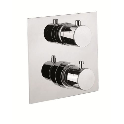 Fiore X-Termo, встраиваемый в стену смеситель для душа на 2 выхода, с термостатом (квадратная панель и круглые ручки), цвет хром