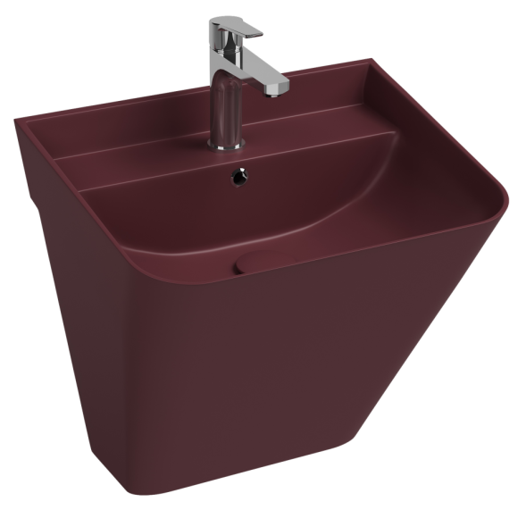 Раковина ISVEA Sott'Aqua подвесная ШГВ 500*420*515 отверстия для смесителя 1 цвет бордовый матовый 10SQ37002-2R