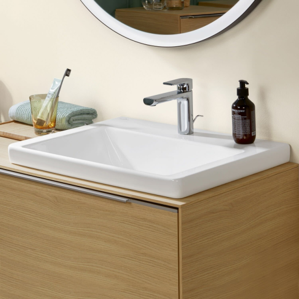 Villeroy&amp;Boch Раковина, Subway 3.0, шгв 550*440*165, отверстия для смесителя-1 сквозное, 2 промаркированных, цвет-альпийский белый 4A705501