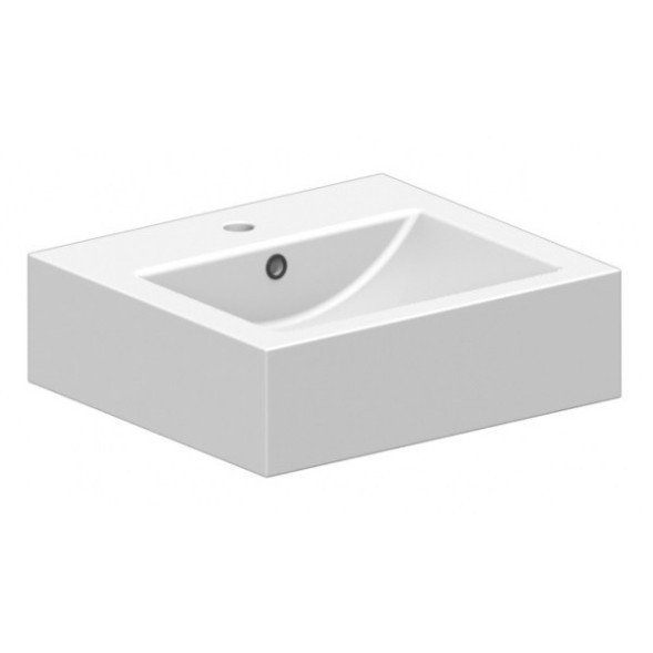 Раковина Scarabeo SQUARE подвесная или накладная с переливом с одним отверстием цвет белый 8025/B