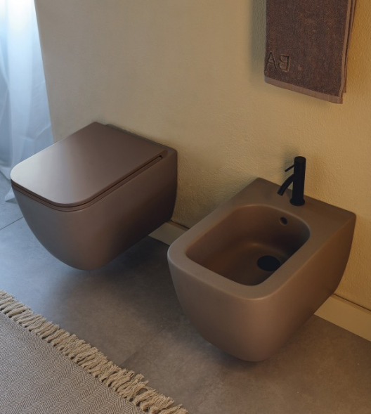 Унитаз Scarabeo TEOREMA 2.0 подвесной безободковый цвет табачный матовый 5126/CL 53