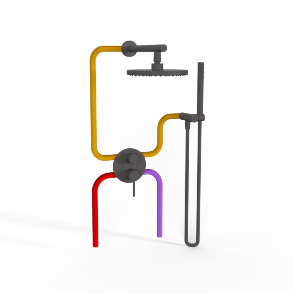 Paini Комплект на 2 потребителя Cox , для душа, черный брашированный PVD