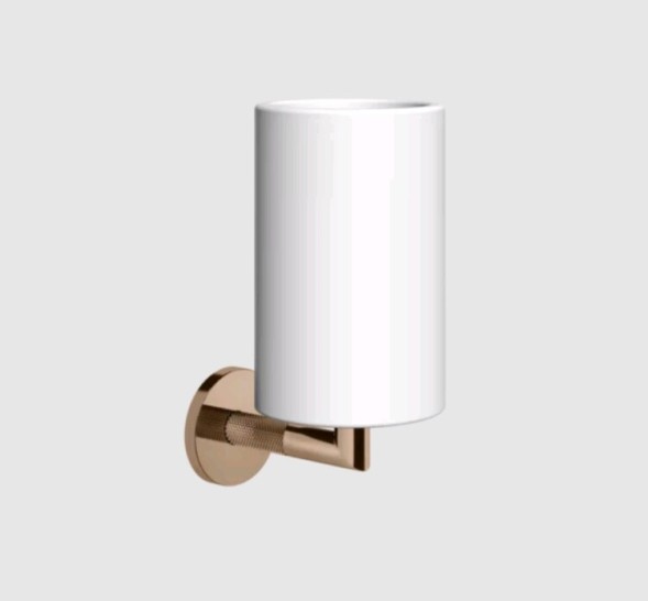 Gessi Стакан, Anello, шгв 75*107*171, цвет стакана белый, цвет держателя  Старинная латунь  63707#713