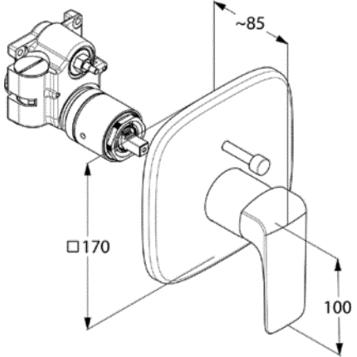Смеситель KLUDI AMEO 416570575 для ванны и душа встраиваемый внешняя часть с переключателем воды