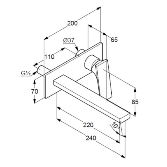 Смеситель KLUDI DECUS 542455375 для раковины настенный встраиваемый внешняя часть
