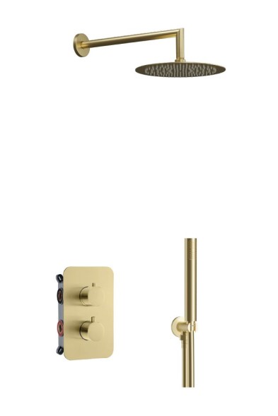 AQG Aqua Therm, встраиваемый смеситель для душа c термостатом на 2 выхода , цвет черный матовый