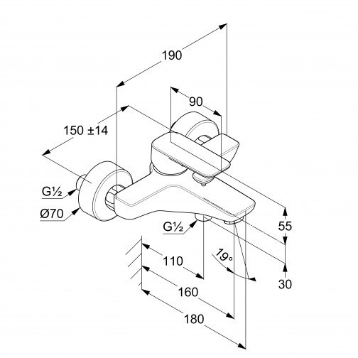 Смеситель KLUDI PURE&amp;STYLE 406813975 для ванны с изливом с подключением шланга