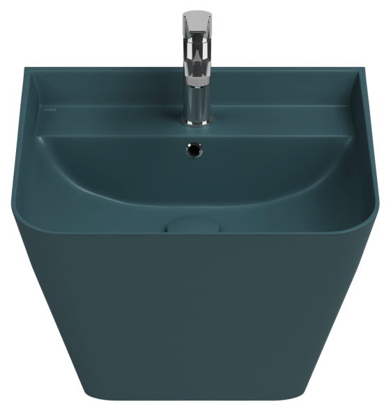 Раковина ISVEA Sott'Aqua подвесная ШГВ 500*420*515 отверстия для смесителя 1 цвет изумрудный матовый 10SQ37002-2P