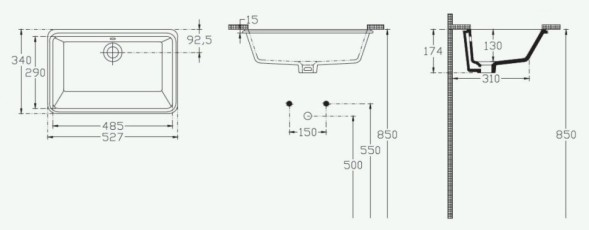 Раковина ISVEA Soluzione накладная ШГВ 527*340*174 отверстия для смесителя отсутствуют цвет белый 10SZ77053
